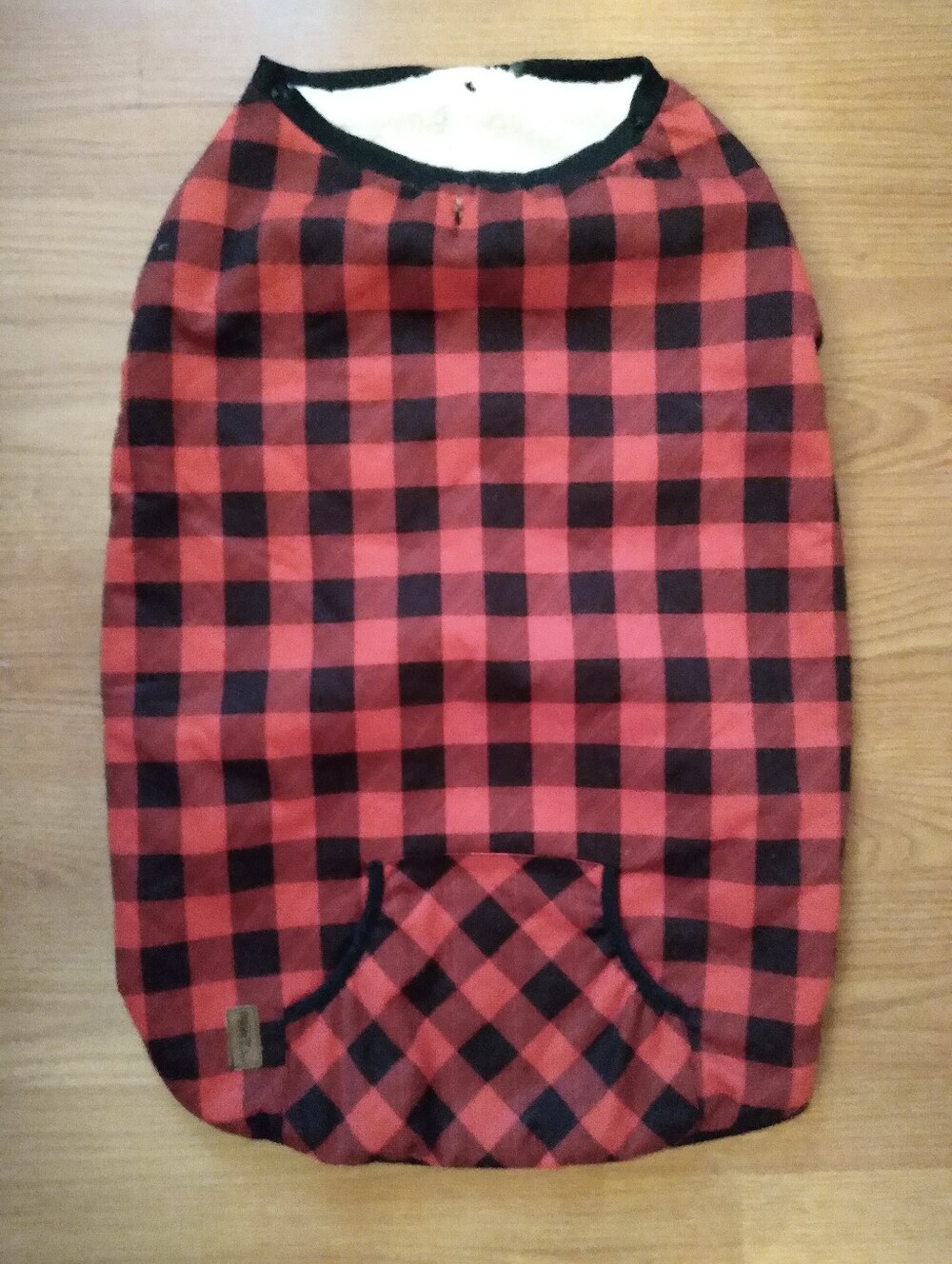 Red & Black Buffalo Check Dog Coat, Pjs By PAWZ Fleece Lined Sz M-XL